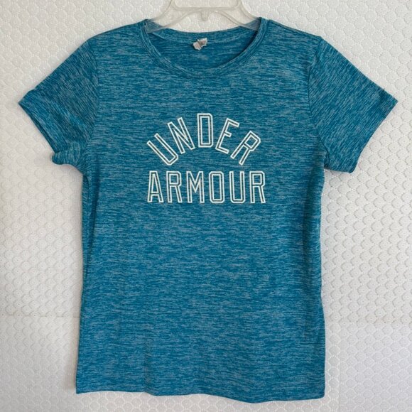 Under Armour Womens Blue Short Sleeve Heat Gear Tech Twist Graphic T-Shirt Sz M - Picture 2 of 6